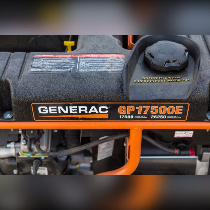 Generac portable generator of the kind a manual transfer switch connects to a home’s essential circuits